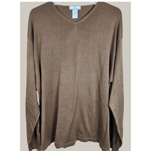 Cumran Brown Silk Cotton Blend Sweater‎ Top XXL Oversized Elegance Chic Preppy